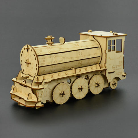 巡线小火车木质拼装互动模型