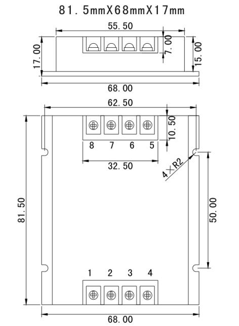 工业级DC-DC降压模块9~18V转5V10A 带隔离尺寸图