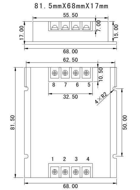 工业级DC-DC降压模块9~18V转5V10A 带隔离尺寸图